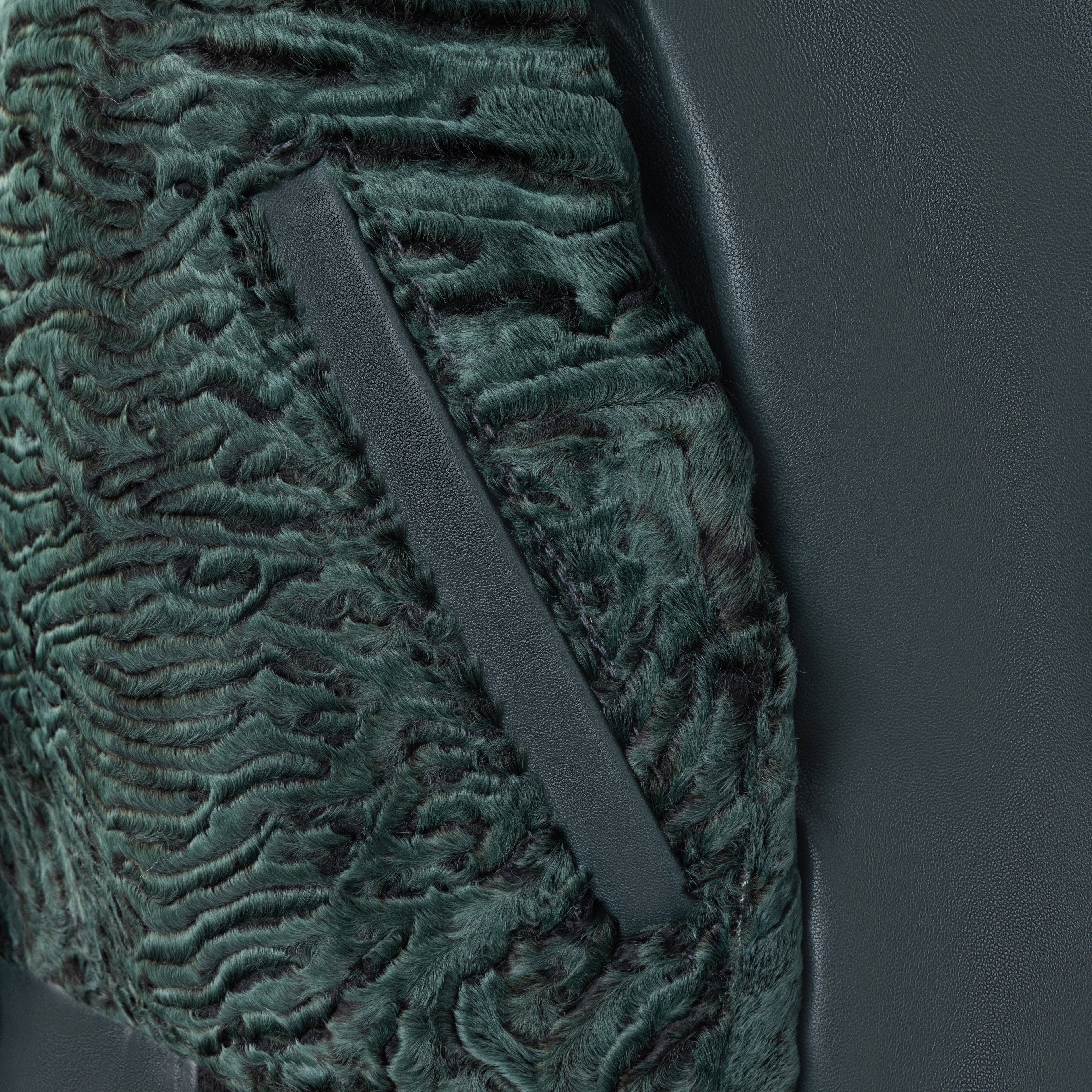 Ladies Baseball Jacket with With Persian Lamb Full Front #1043