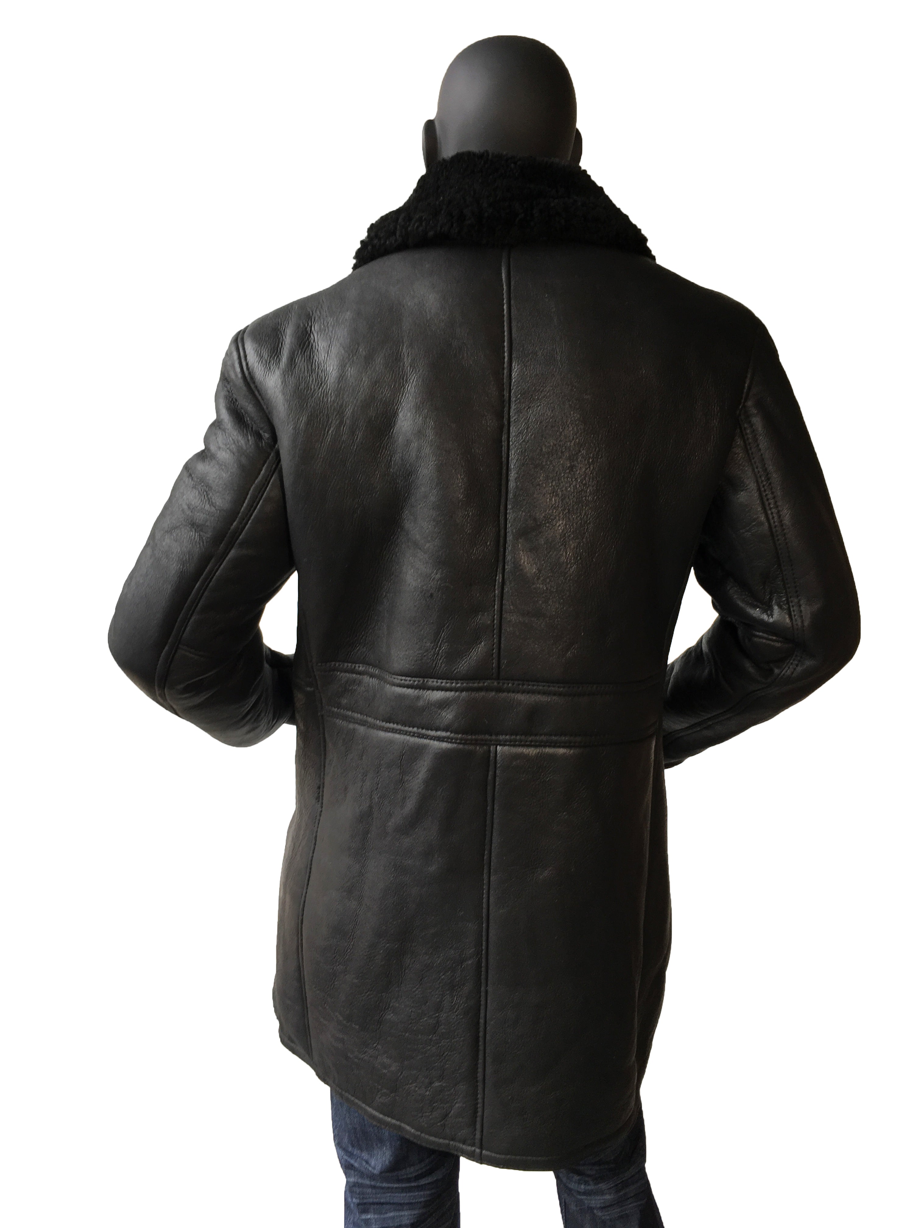 Sheepskin Button Open Trench Coat Style #5000 - Jakewood Shearlin Leather Mouton Fur Bomber Aviator Parka Coat Jacket Sheepskin All size Brooklyn New York manufacturer 