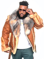 Sheepskin Jacket with Fur collar Style #1320 - Jakewood Shearlin Leather Mouton Fur Bomber Aviator Parka Coat Jacket Sheepskin All size Brooklyn New York manufacturer 
