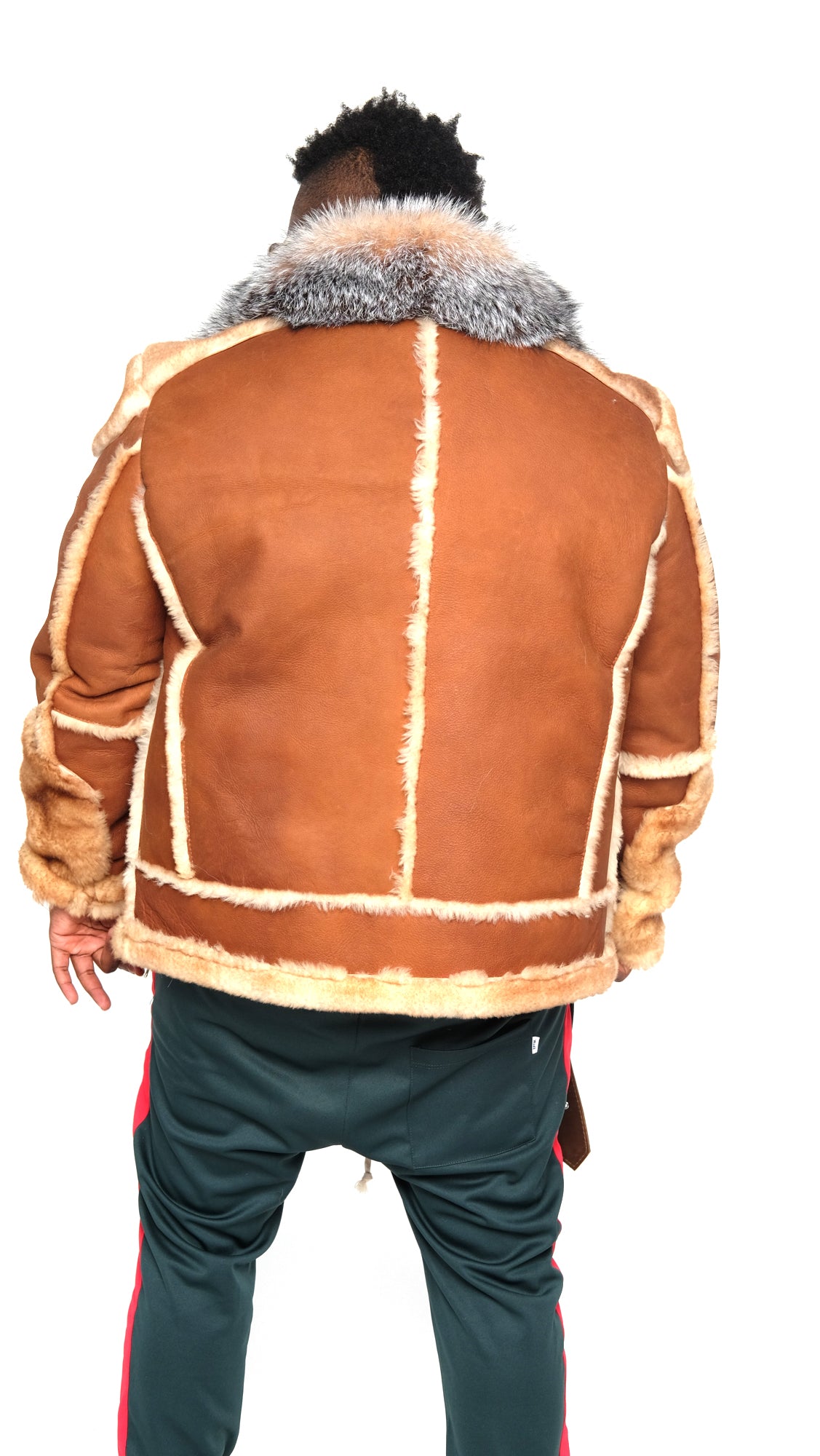 Sheepskin Jacket with Fur collar Style #1320 - Jakewood Shearlin Leather Mouton Fur Bomber Aviator Parka Coat Jacket Sheepskin All size Brooklyn New York manufacturer 