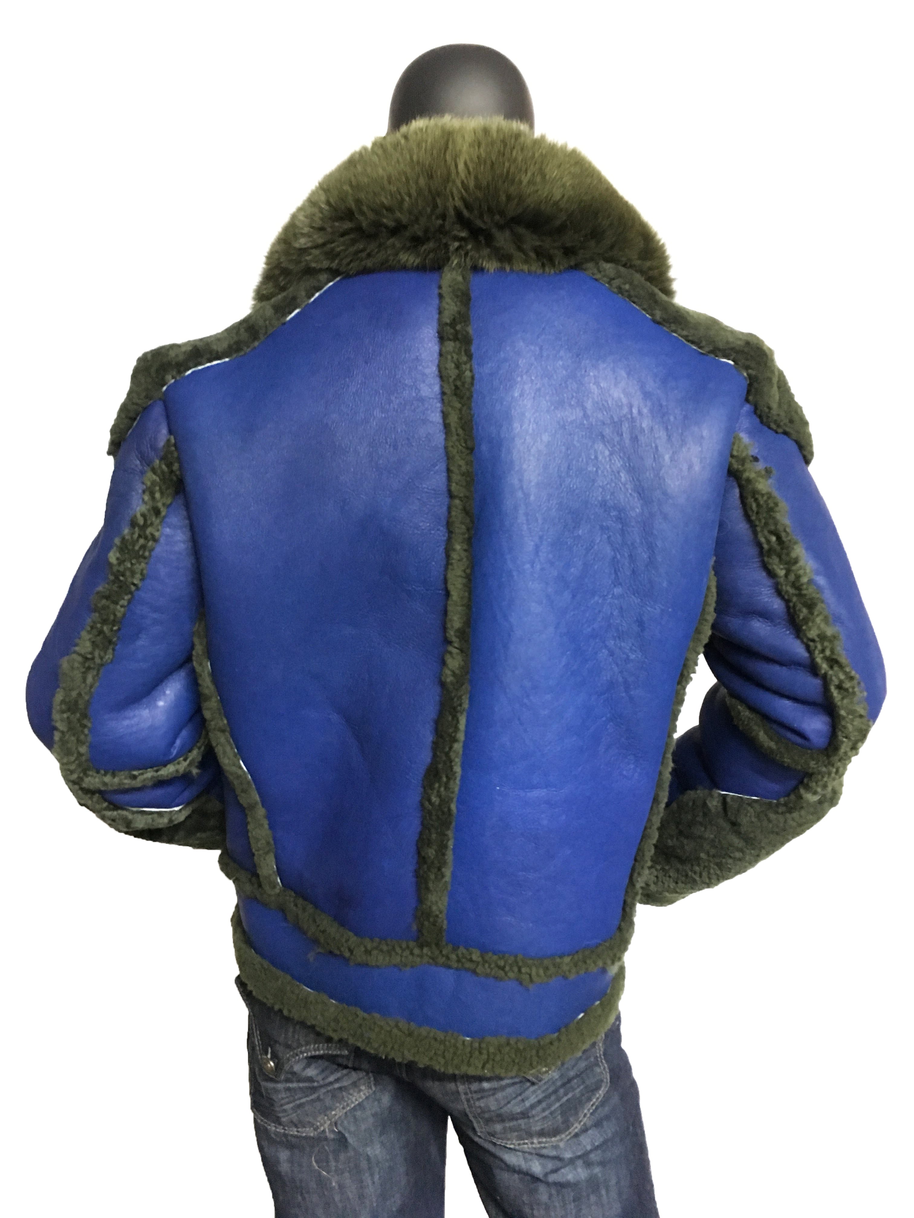 Sheepskin Jacket with Fur collar Style #1320 - Jakewood Shearlin Leather Mouton Fur Bomber Aviator Parka Coat Jacket Sheepskin All size Brooklyn New York manufacturer 