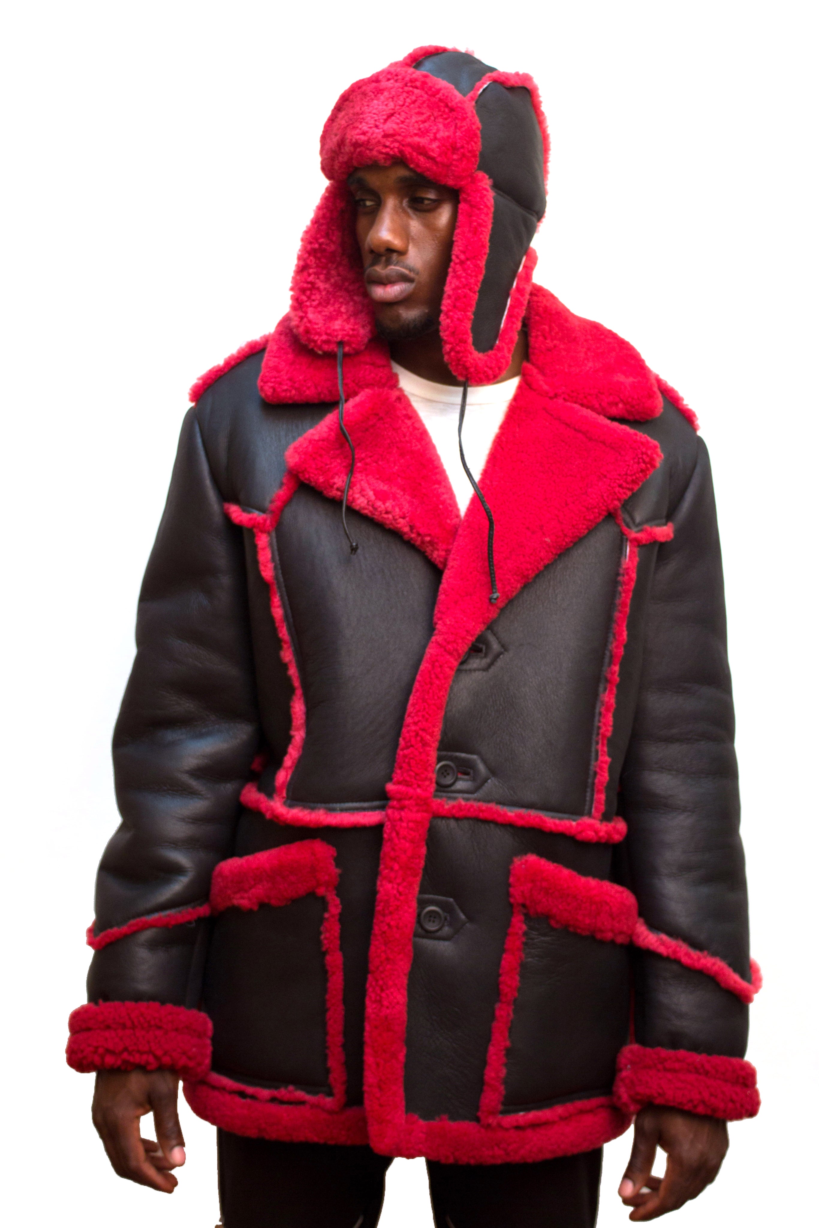 Sheepskin  Marlboro Style Jacket Style #4900 - Jakewood Shearlin Leather Mouton Fur Bomber Aviator Parka Coat Jacket Sheepskin All size Brooklyn New York manufacturer 