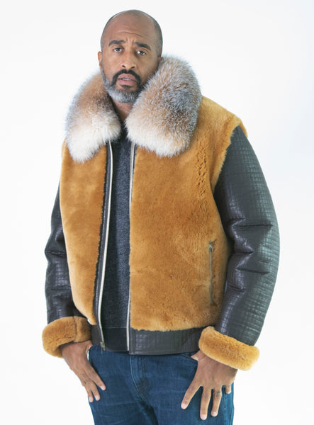 Sheepskin Jacket with Fur Collar Style #7020