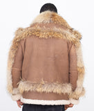 Sheepskin Jacket with Fur Stitching Trimming Style #4730