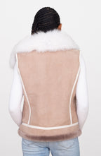 Women's Sheepskin Vest with Fox Fur Collar | Style #1057