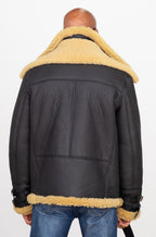 Sheepskin Jacket Bomber with Double Collar Style #808