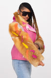Women Sheepskin Jacket with Fox Fur Sleeves Style #1088