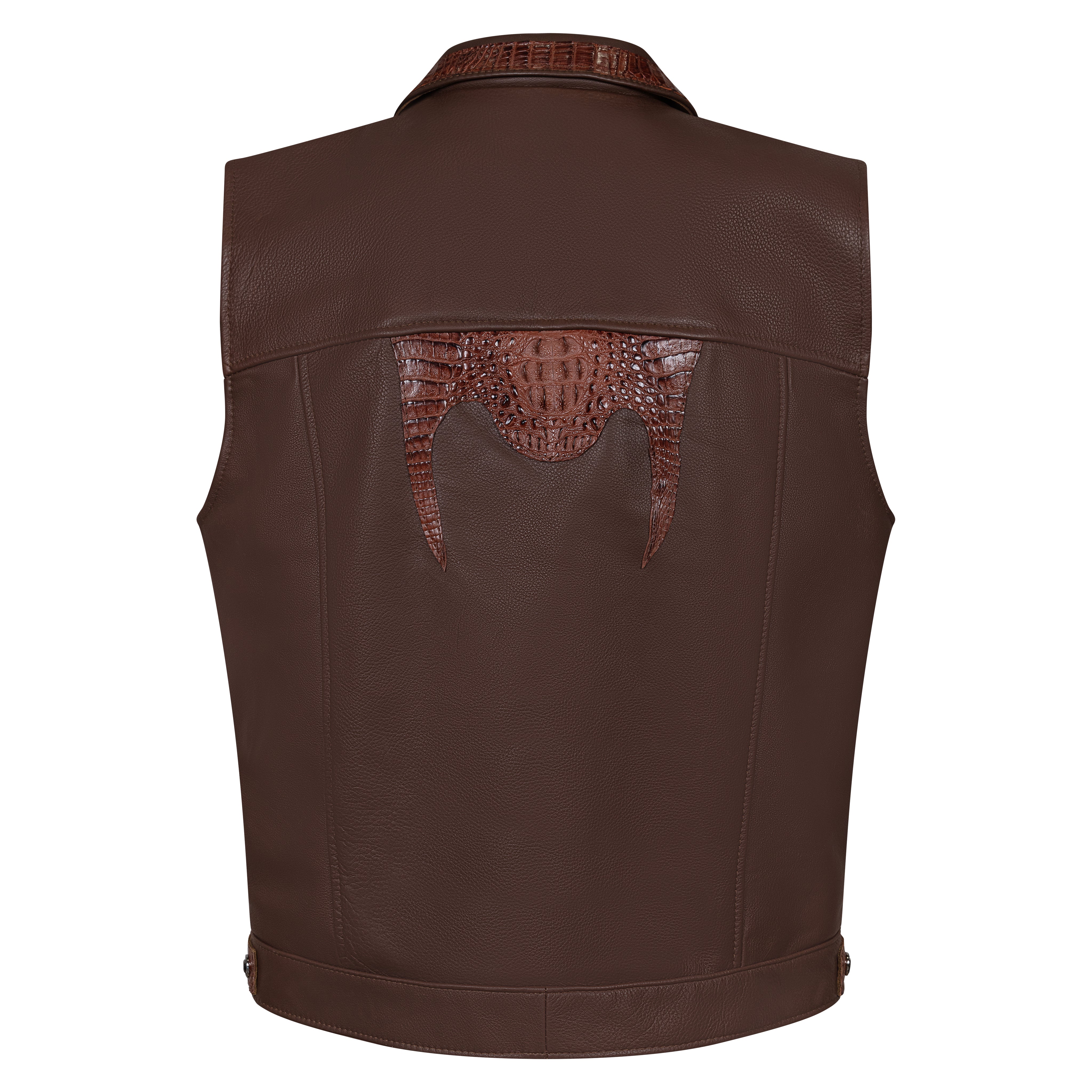 Leather vest with alligator trimming #901 – Jakewood
