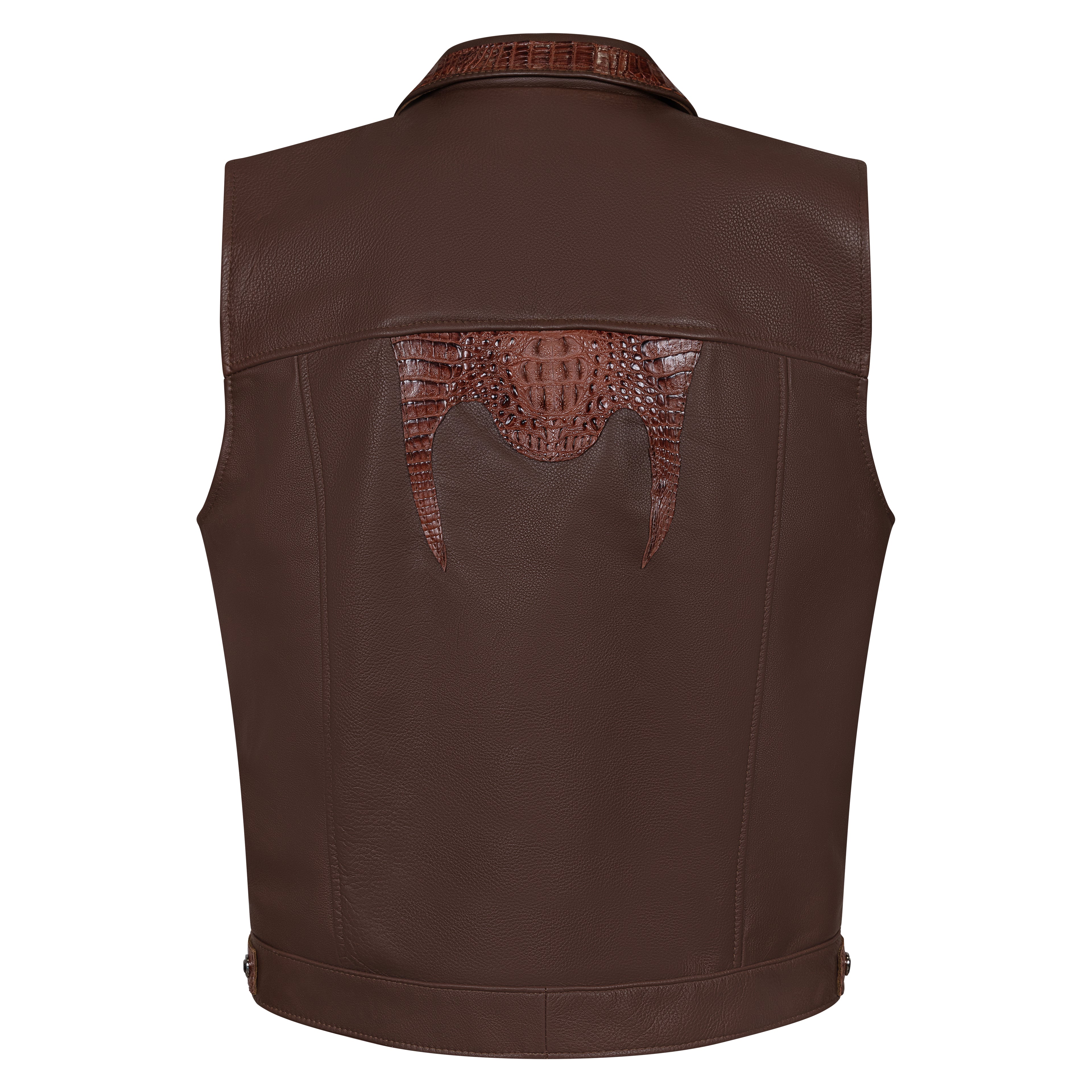 Leather vest with alligator trimming #901
