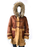 Women's Long Sheepskin Coat with Fur Style #1044 - Jakewood Shearlin Leather Mouton Fur Bomber Aviator Parka Coat Jacket Sheepskin All size Brooklyn New York manufacturer 