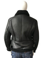 Women's Sheepskin Leather Biker Jacket Style #1045 - Jakewood Shearlin Leather Mouton Fur Bomber Aviator Parka Coat Jacket Sheepskin All size Brooklyn New York manufacturer 