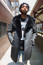 Shearling Sheepskin Button Open Trench Coat | Style #5000