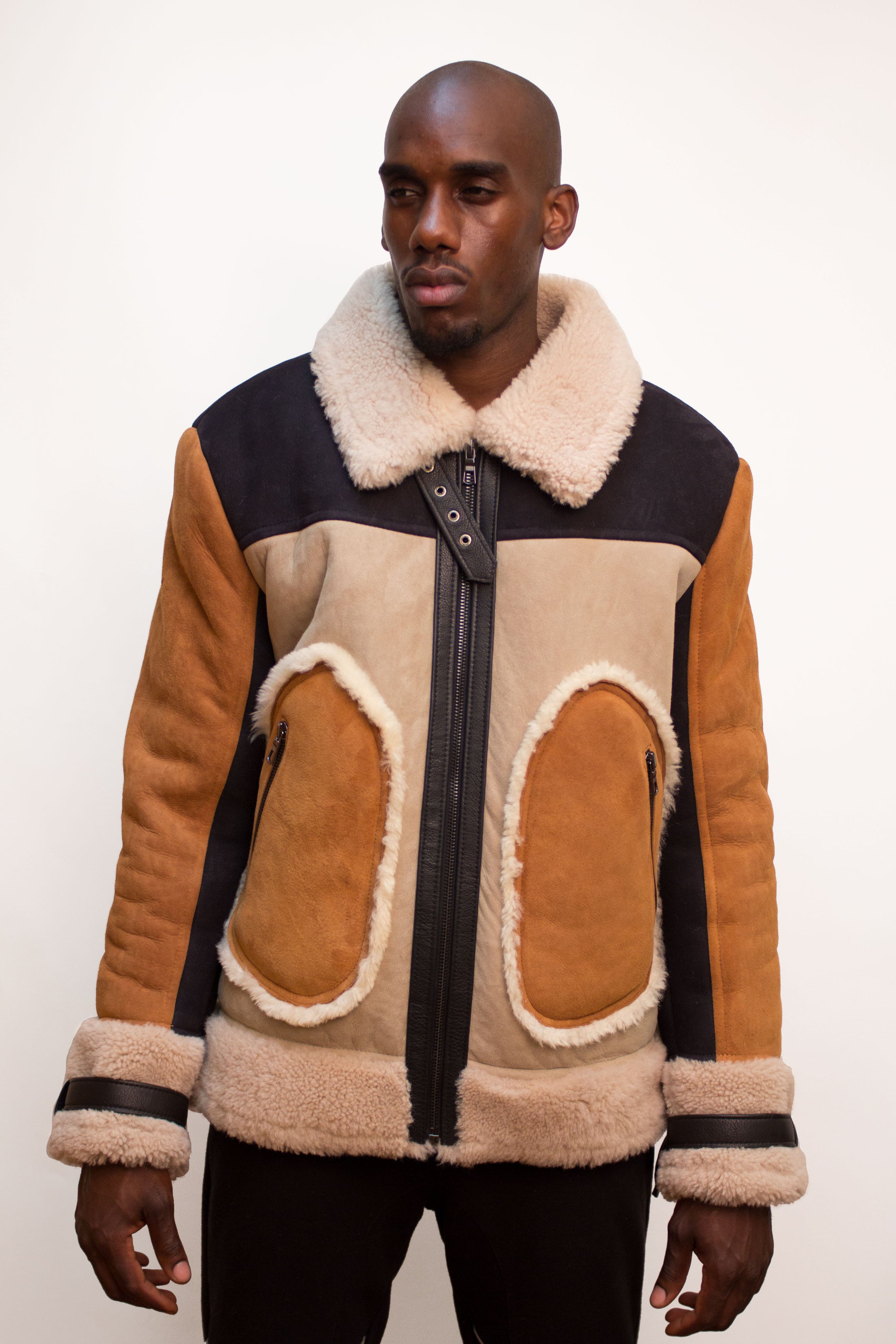 Multi-color  Sheepskin  Jacket Style #710 - Jakewood Shearlin Leather Mouton Fur Bomber Aviator Parka Coat Jacket Sheepskin All size Brooklyn New York manufacturer 