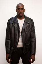 Motorcycle Lambskin Jacket With Stingray Trimming #3015