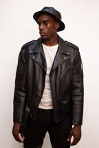 Motorcycle Lambskin Jacket With Stingray Trimming #3015