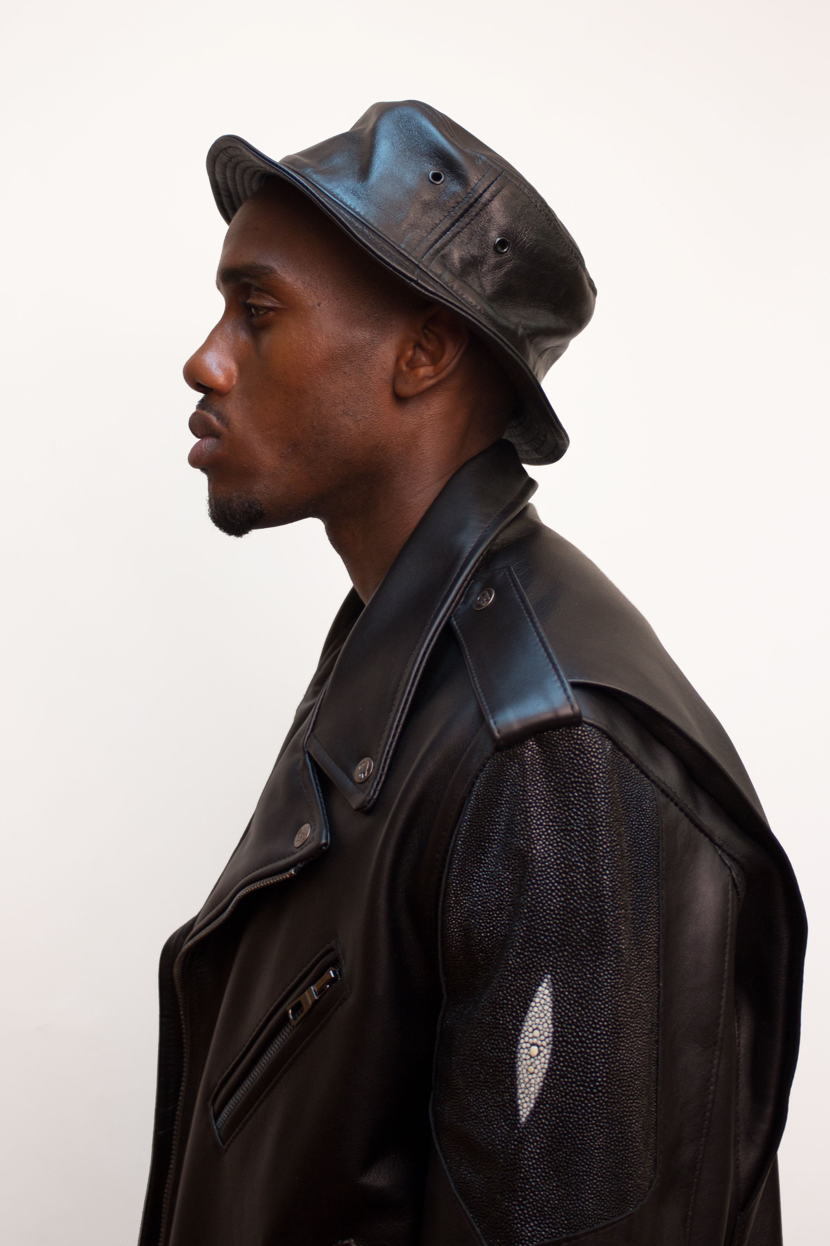 Motorcycle Lambskin Jacket With Stingray Trimming #3015