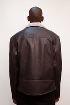 Motorcycle Leather Jacket With Python Trimming #3016