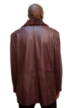 Lamb Leather Trench Coat With Virgin Lamb Fur Collar Style #2090 - Jakewood Shearlin Leather Mouton Fur Bomber Aviator Parka Coat Jacket Sheepskin All size Brooklyn New York manufacturer 