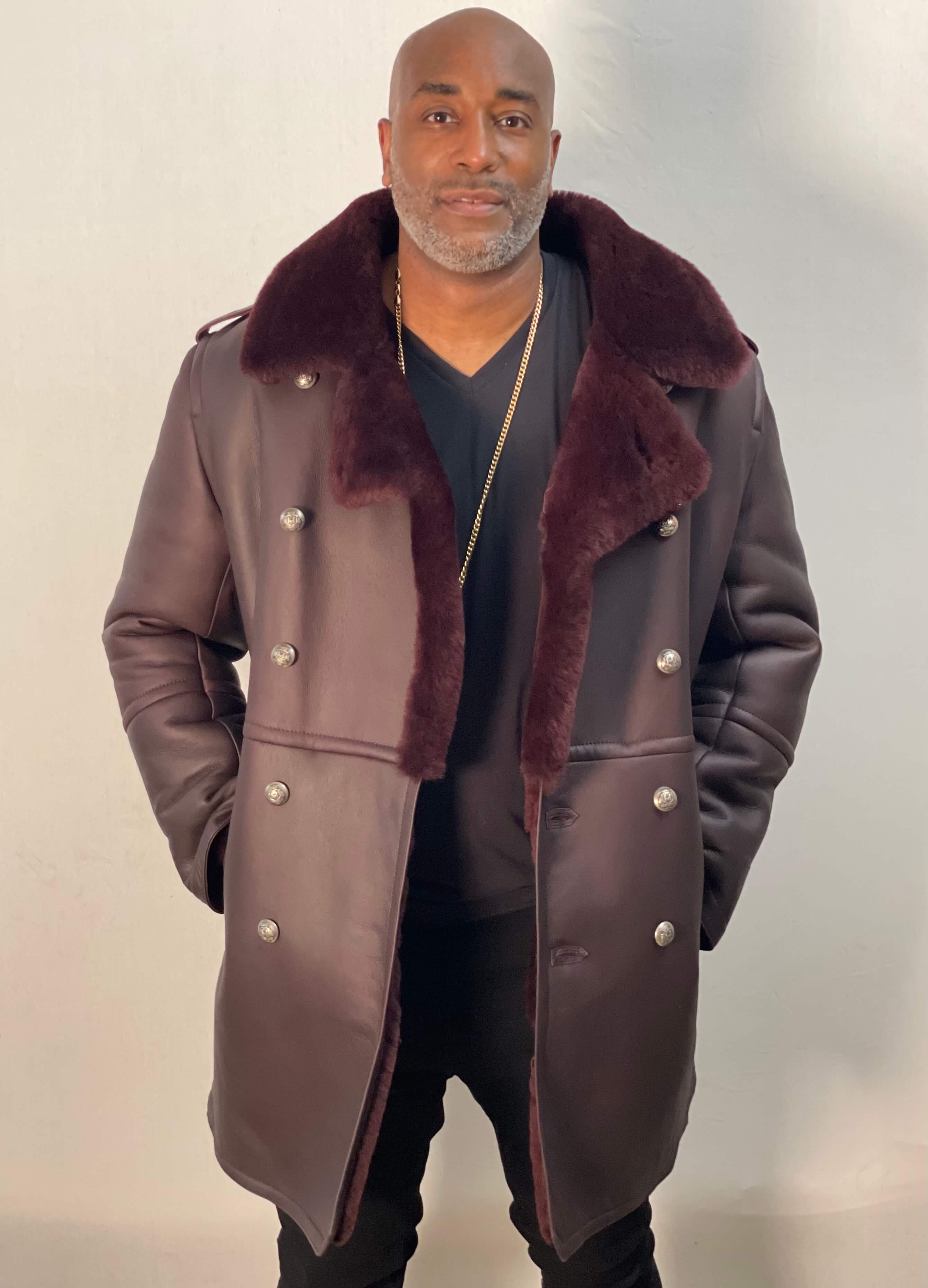 Shearling Sheepskin Button Open Trench Coat Style #5000