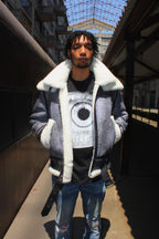 Sheepskin Jacket Bomber with Double Collar Style #808