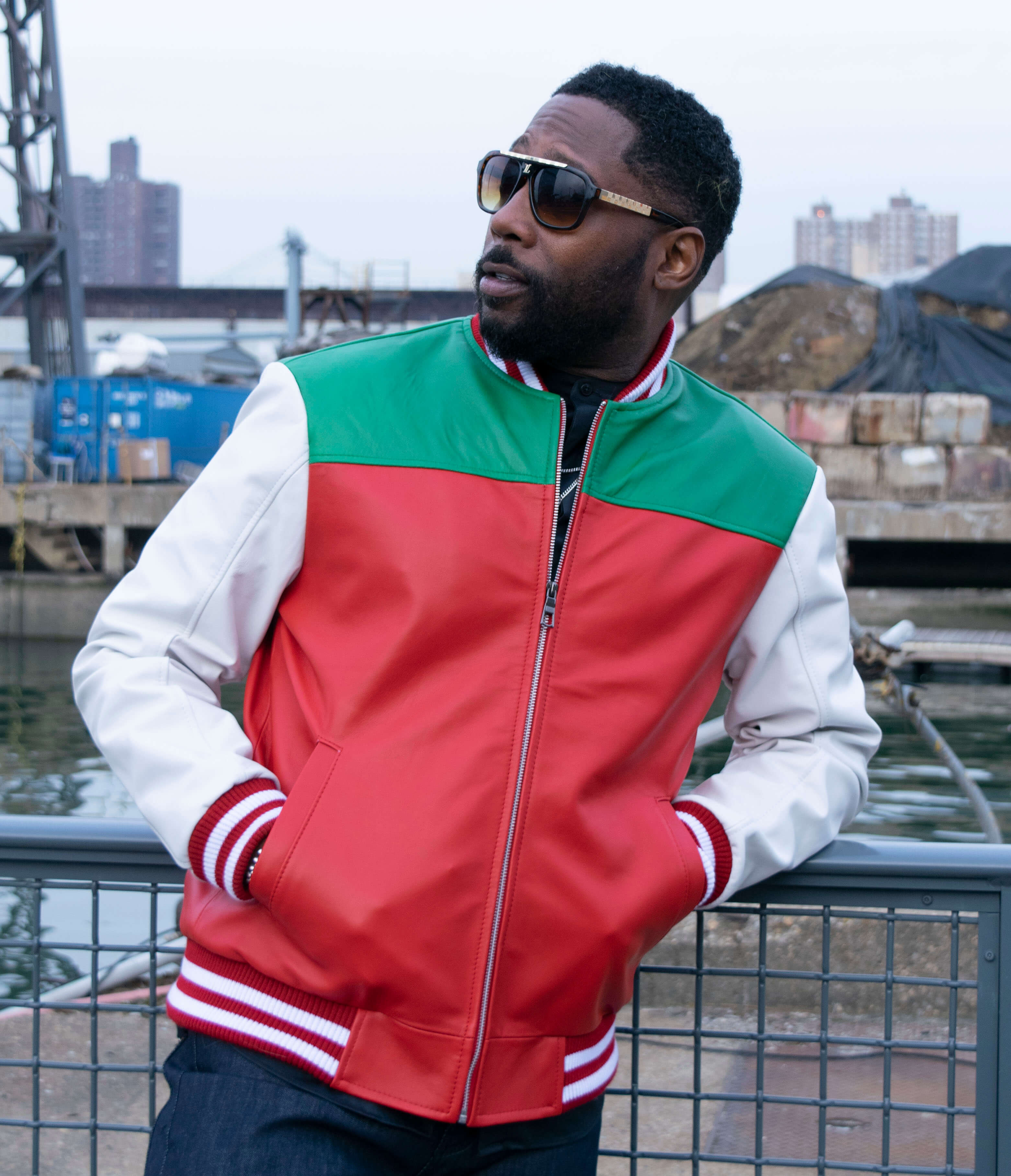 Three Color Combination Leather Jacket #3477 – Jakewood