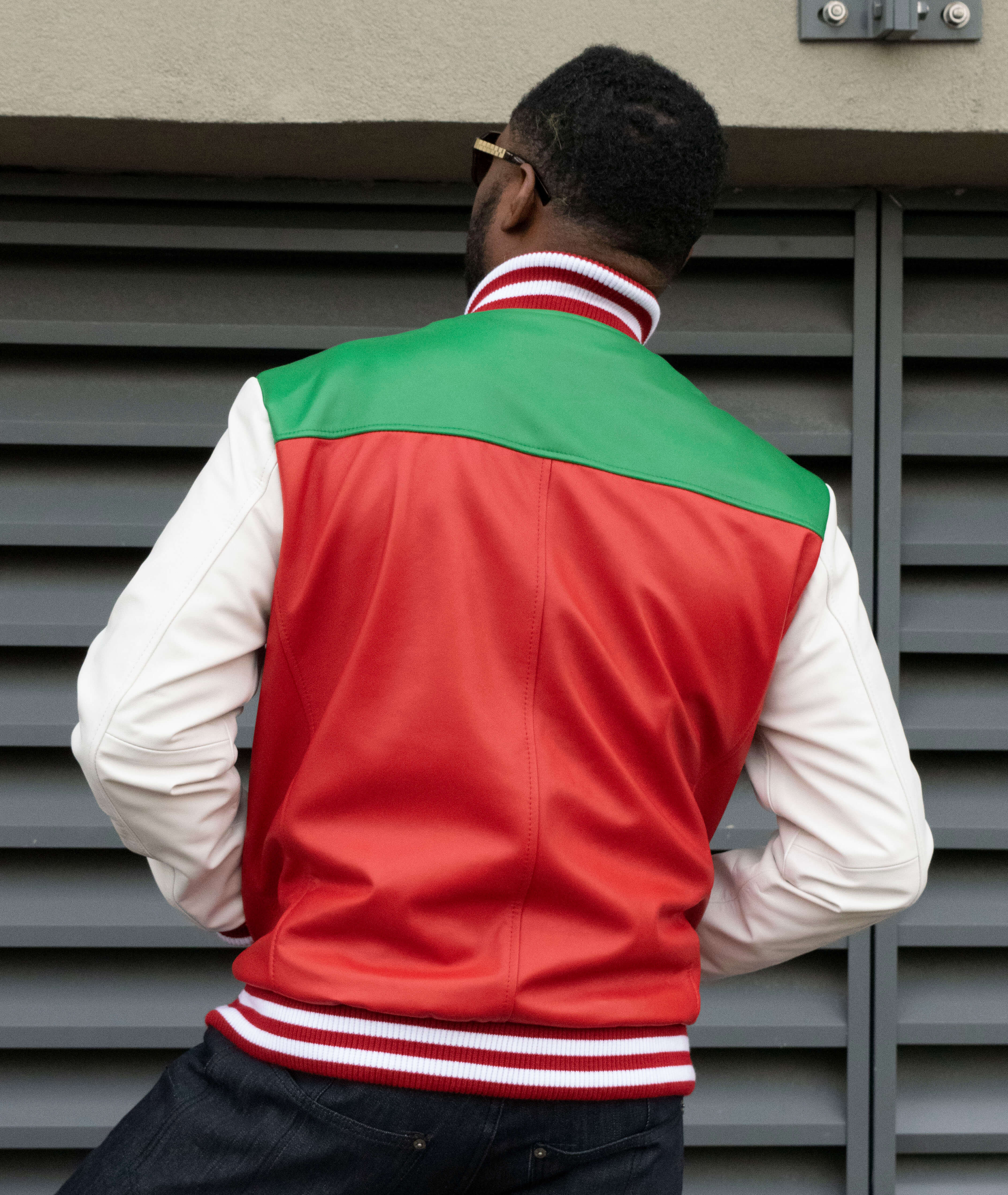 Three Color Combination Leather Jacket #3477