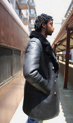 Shearling Sheepskin Button Open Trench Coat | Style #5000