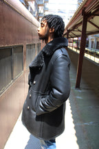 Shearling Sheepskin Button Open Trench Coat | Style #5000