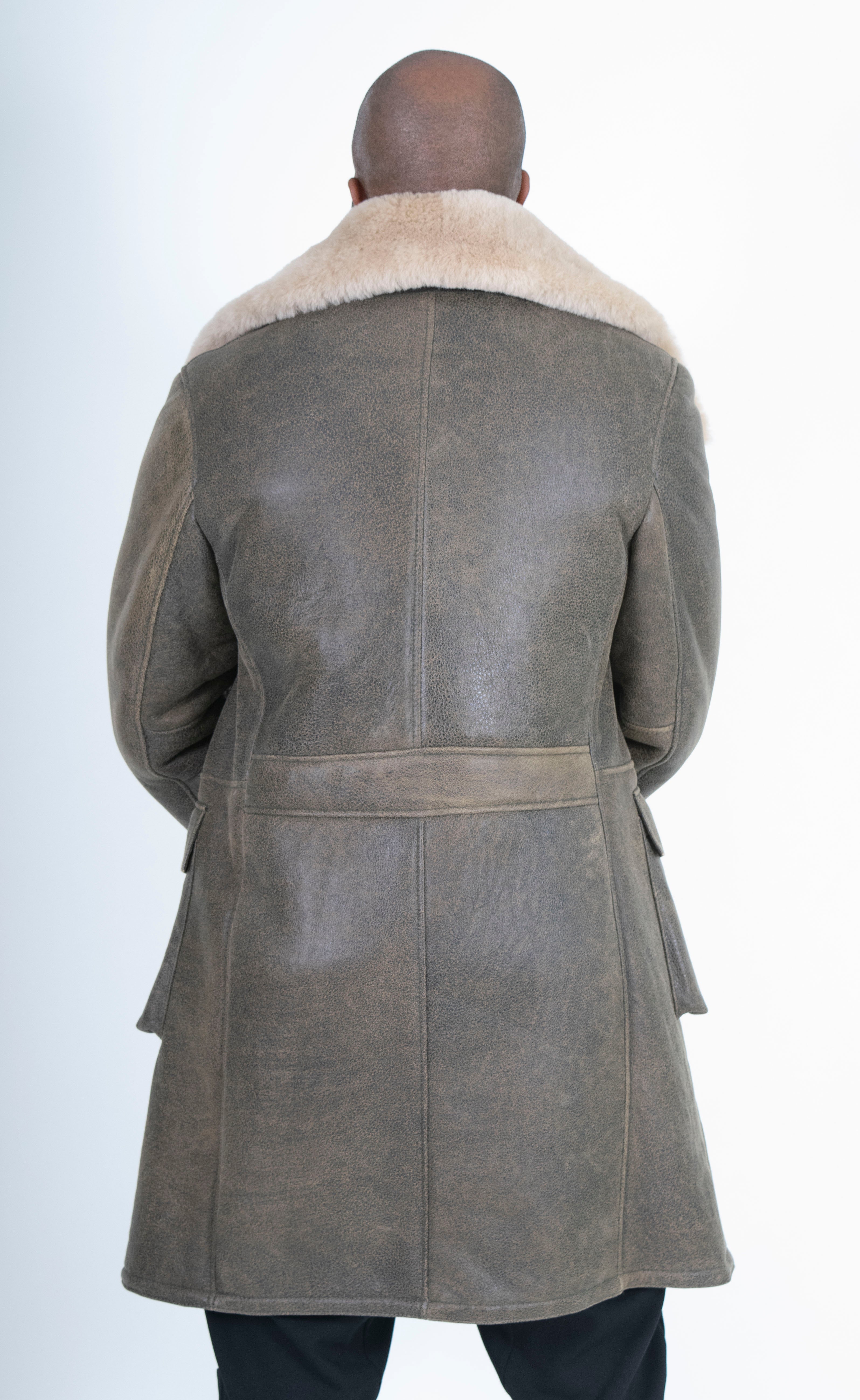 Warm Winter Button-Up Sheepskin Trench Coat Style #6110