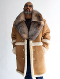 7/8 length sheepskin coat. Cristal Fox fur collar. Style #8920
