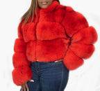 Ladies cropped fox fur jacket | Style #1098