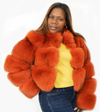 Ladies cropped fox fur jacket | Style #1098